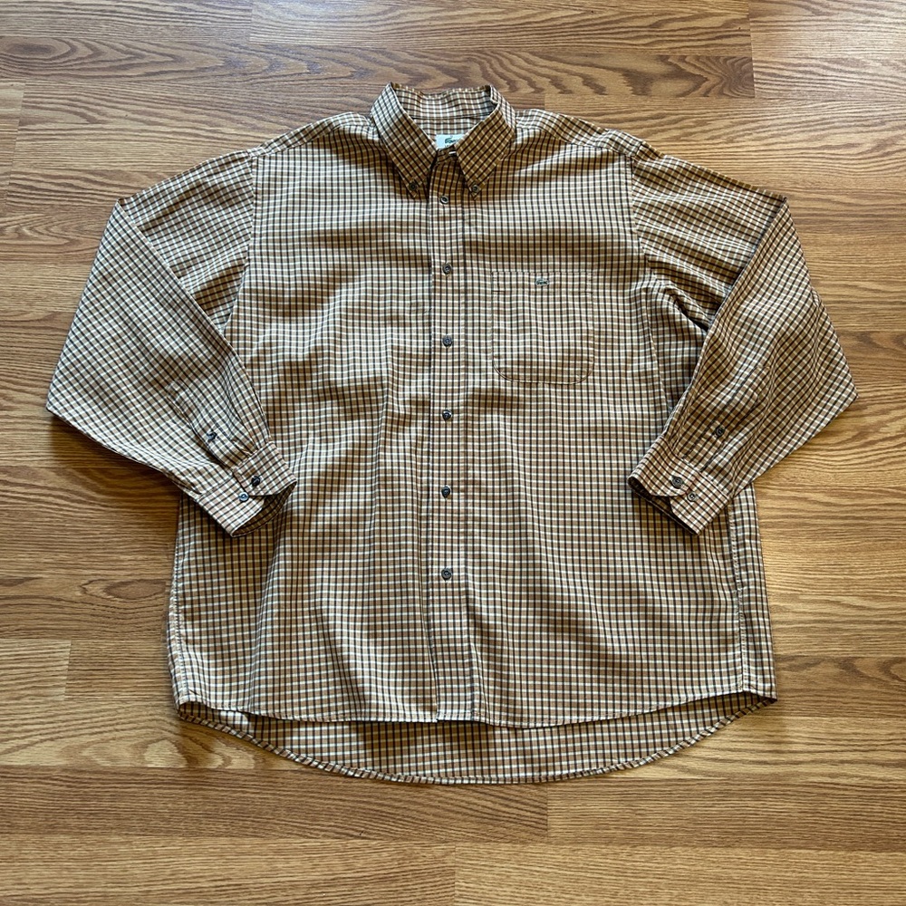 Mens Lacoste plaid button down long sleeve shirt sz 44